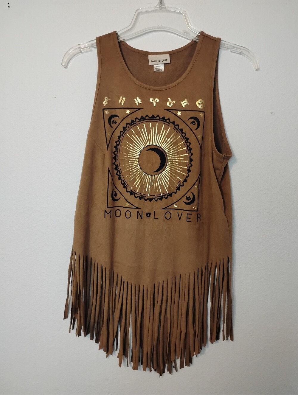 Belle Du Jour Sun Moon Fringe Tank Top